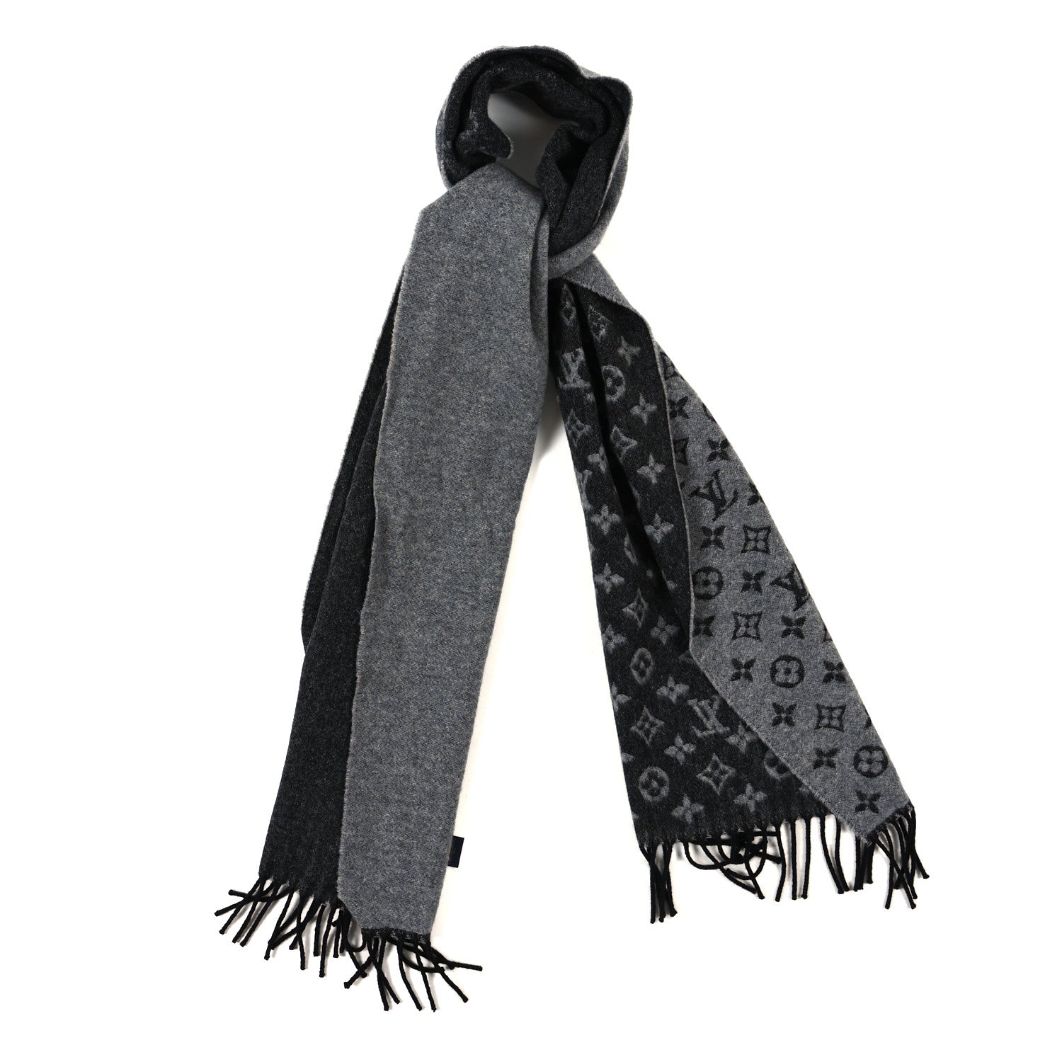 Louis Vuitton Cashmere Wool Monogram Gradient Scarf Light Grey 1 of 3