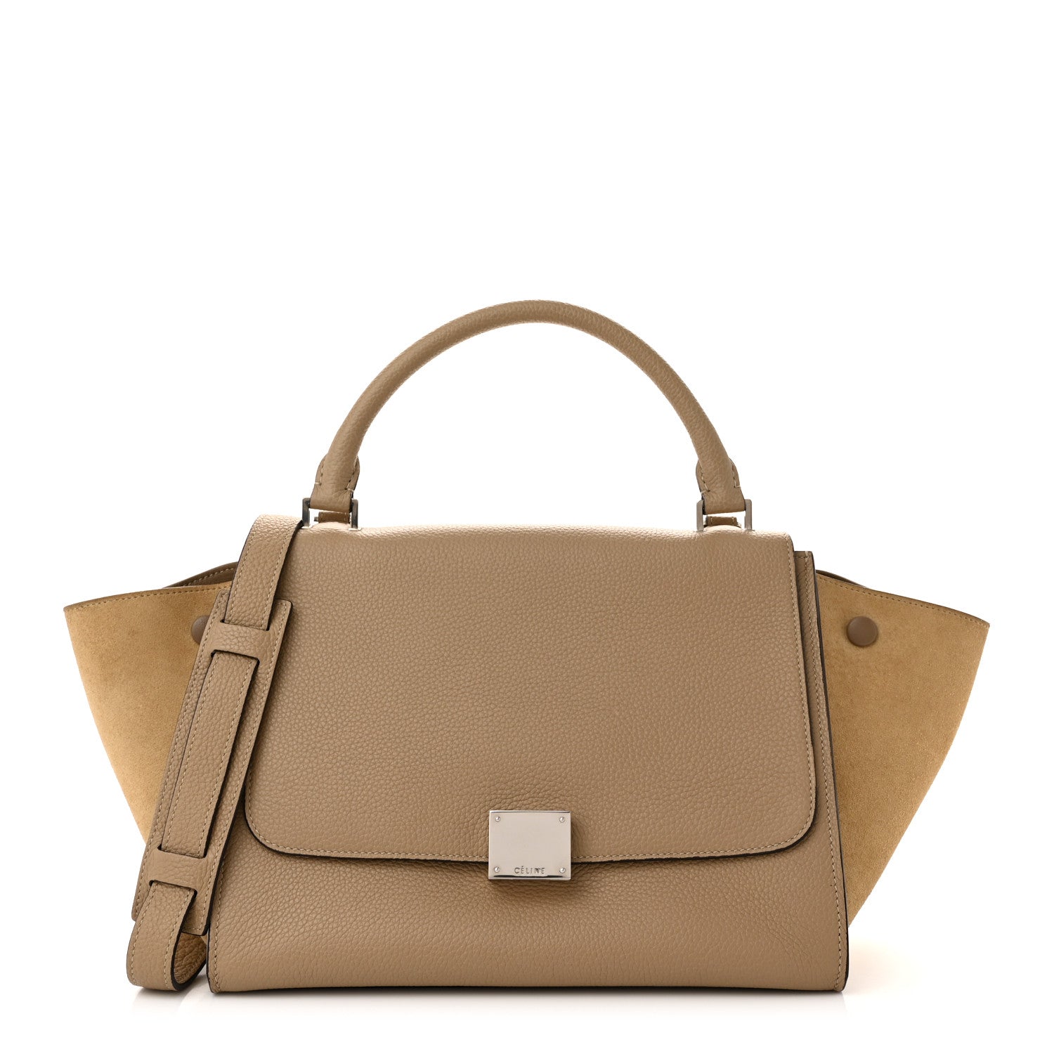 Celine Drummed Calfskin Suede Small Trapeze Dune 1 of 9