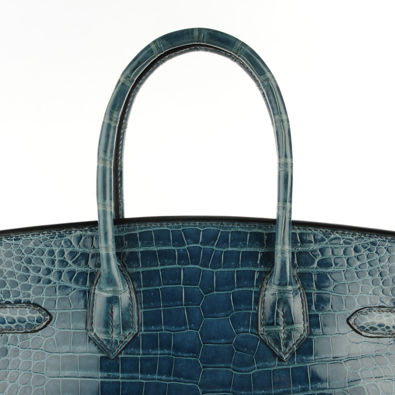 Hermes Shiny Porosus Crocodile Birkin 30 Blue Jean 9 of 32