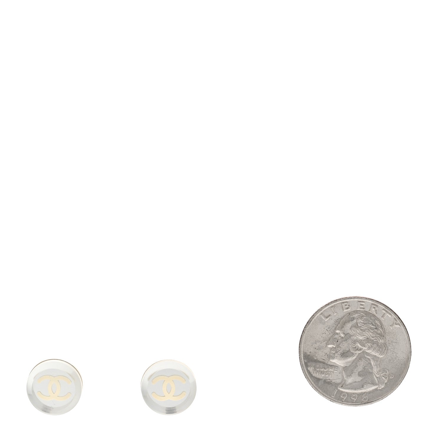 Chanel Mirror Resin CC Earrings Silver 2 of 3