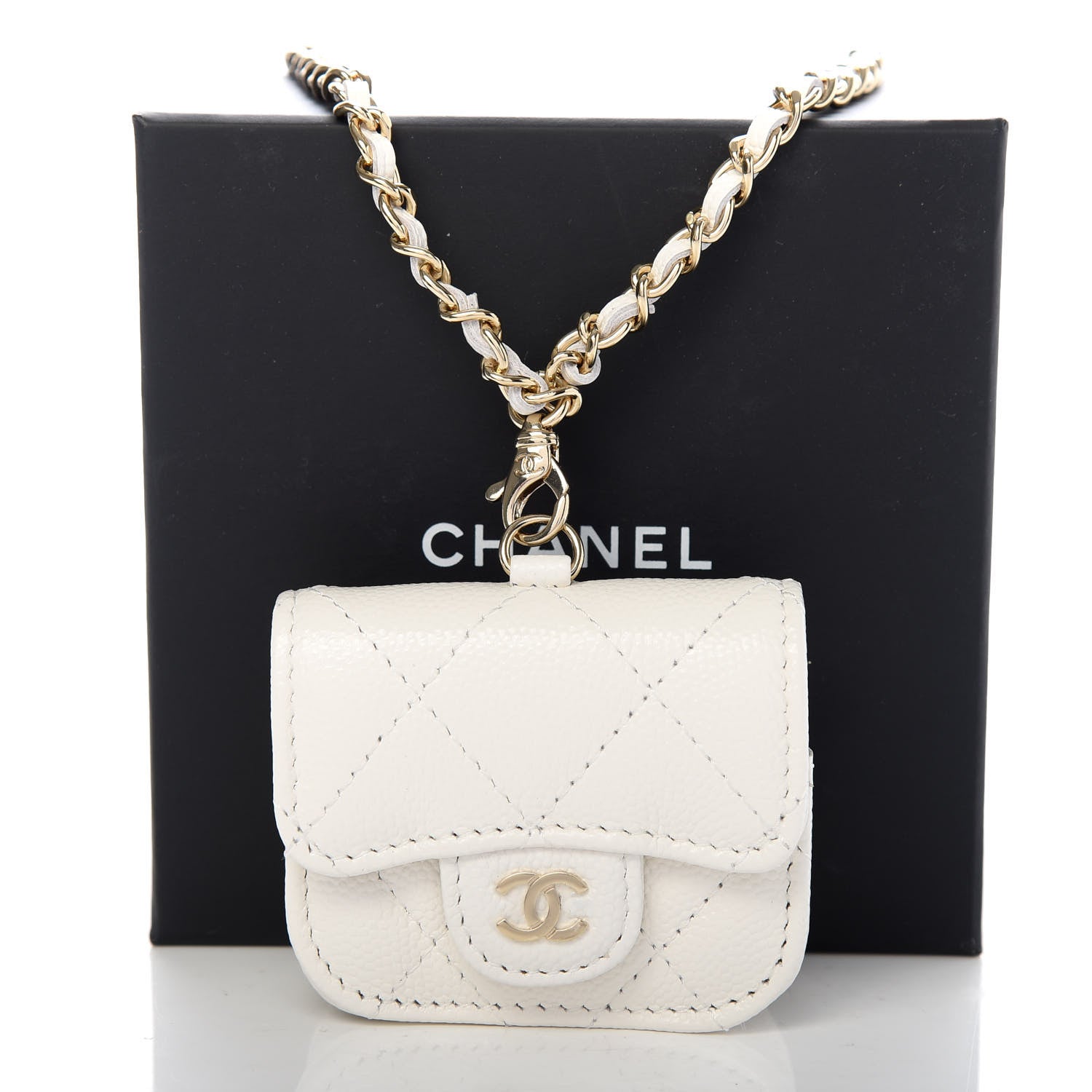Chanel Caviar Quilted Airpods Pro Case White 7 of 7