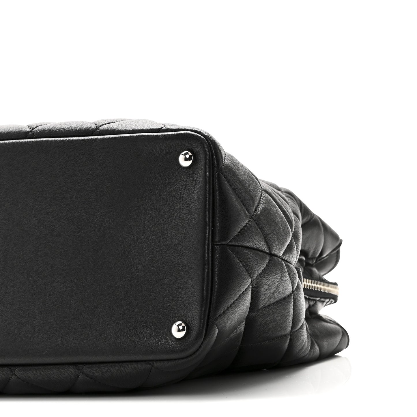 Lambskin Quilted Chic and Soft Shopping Tote Black