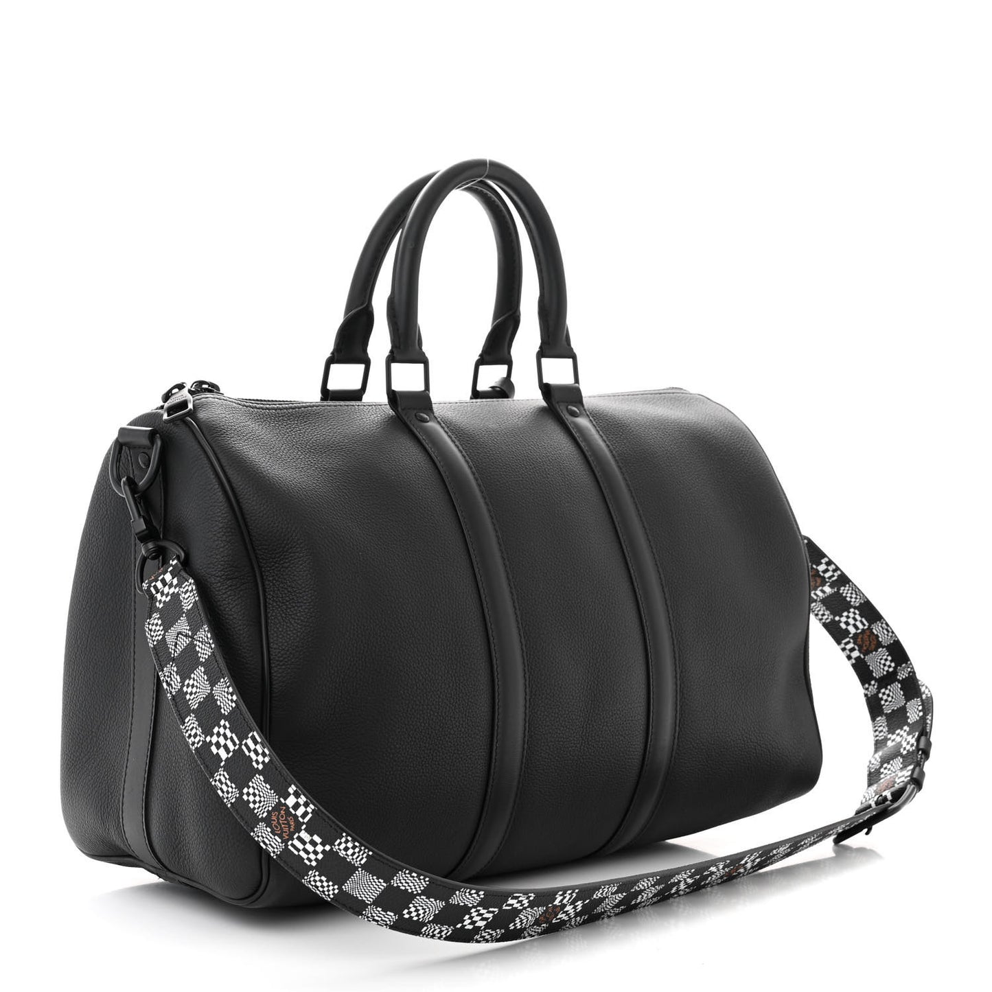 Calfskin Damier Distorted Keepall Bandouliere 40 Black