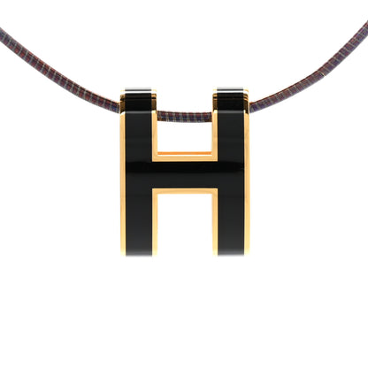 Hermes Lacquered Silver Pop H Pendant Necklace Black 4 of 8