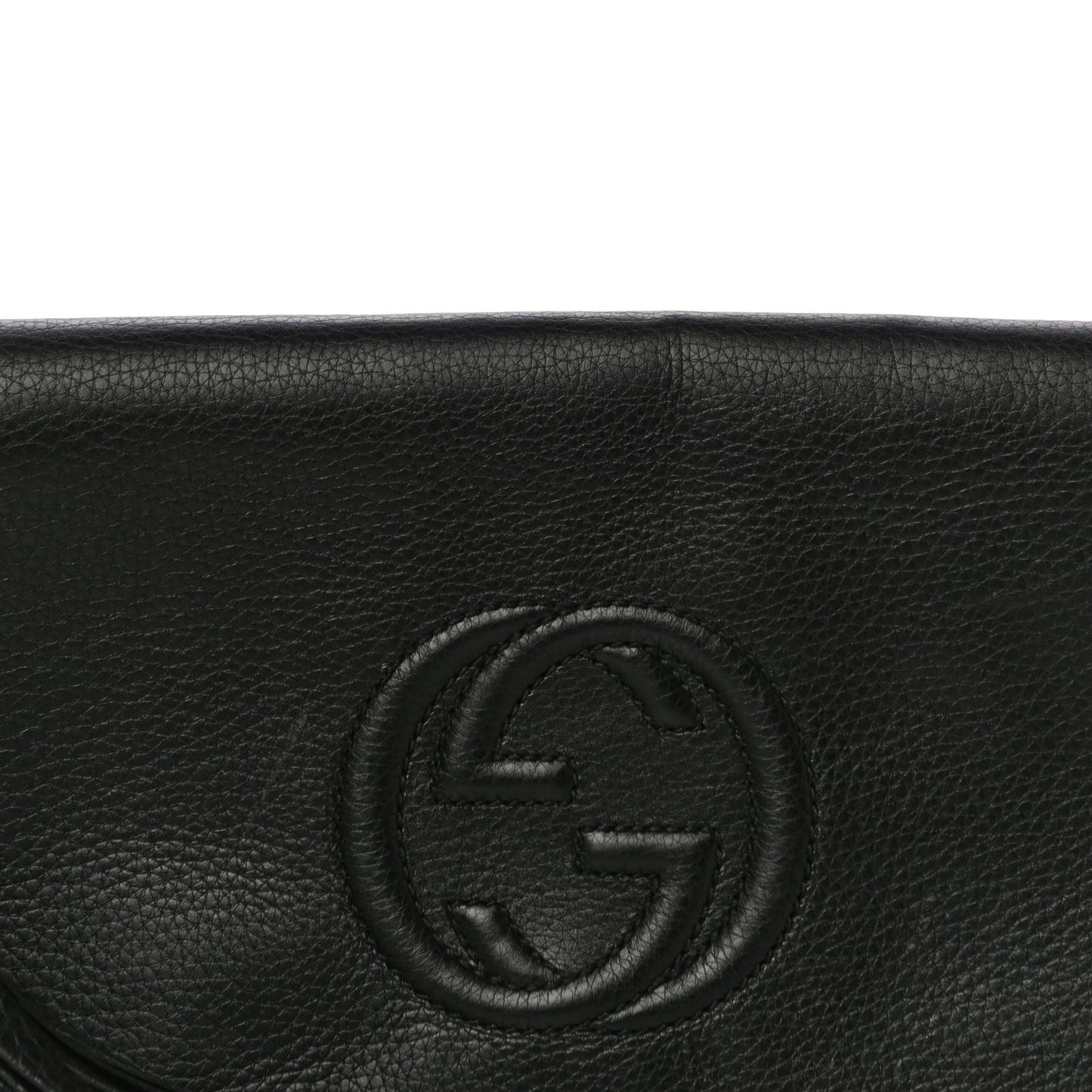Pebbled Calfskin Medium Soho Clutch Black