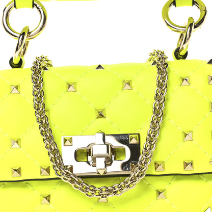 Valentino Garavani Calfskin Micro Rockstud Spike Shoulder Bag Lime 7 of 9