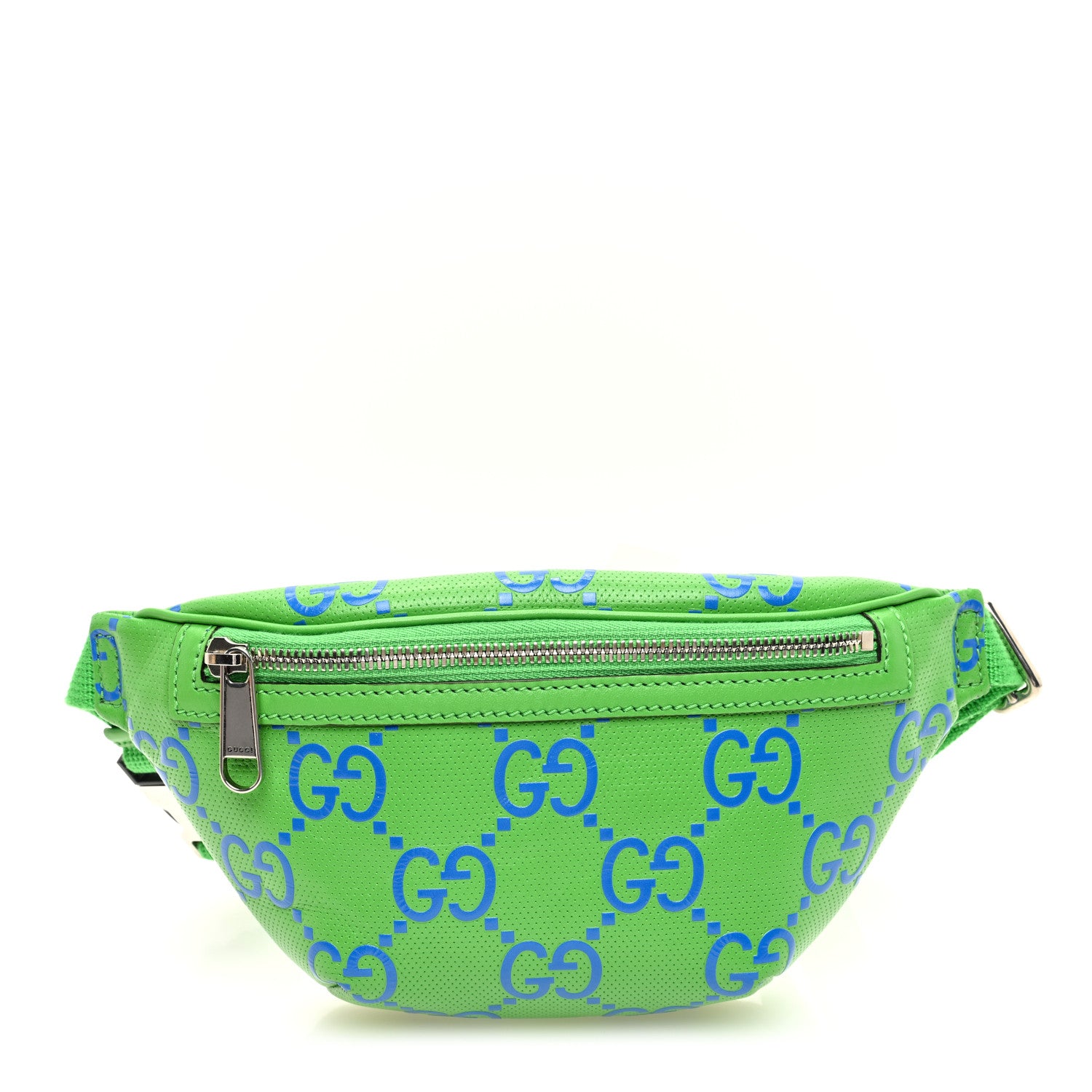 Gucci Calfskin GG Tennis Bi-Color Embossed Belt Bag Joy Green Joy Blue 1 of 10