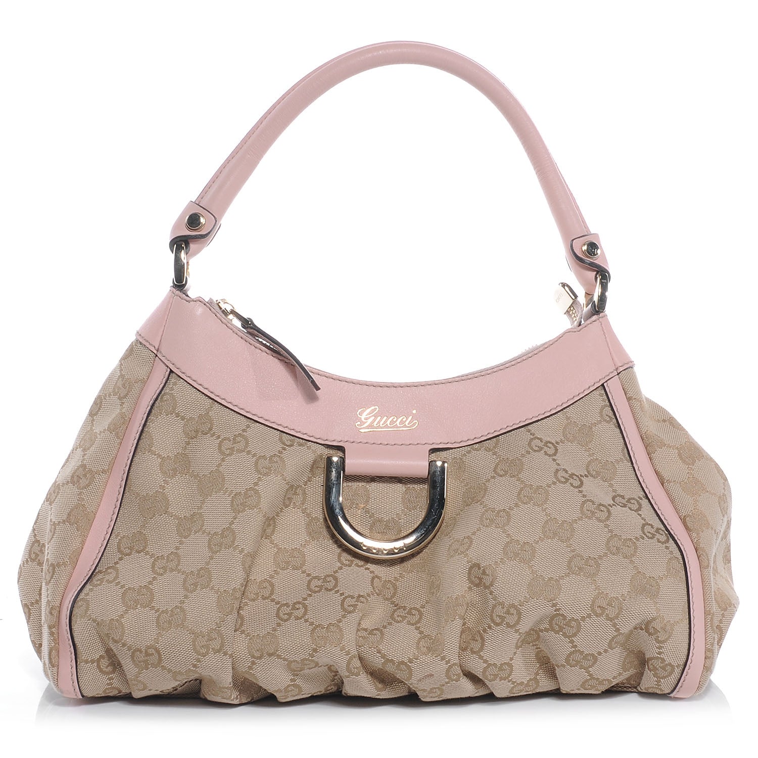 Gucci Monogram Medium D Gold Ring Hobo Pink 1 of 8