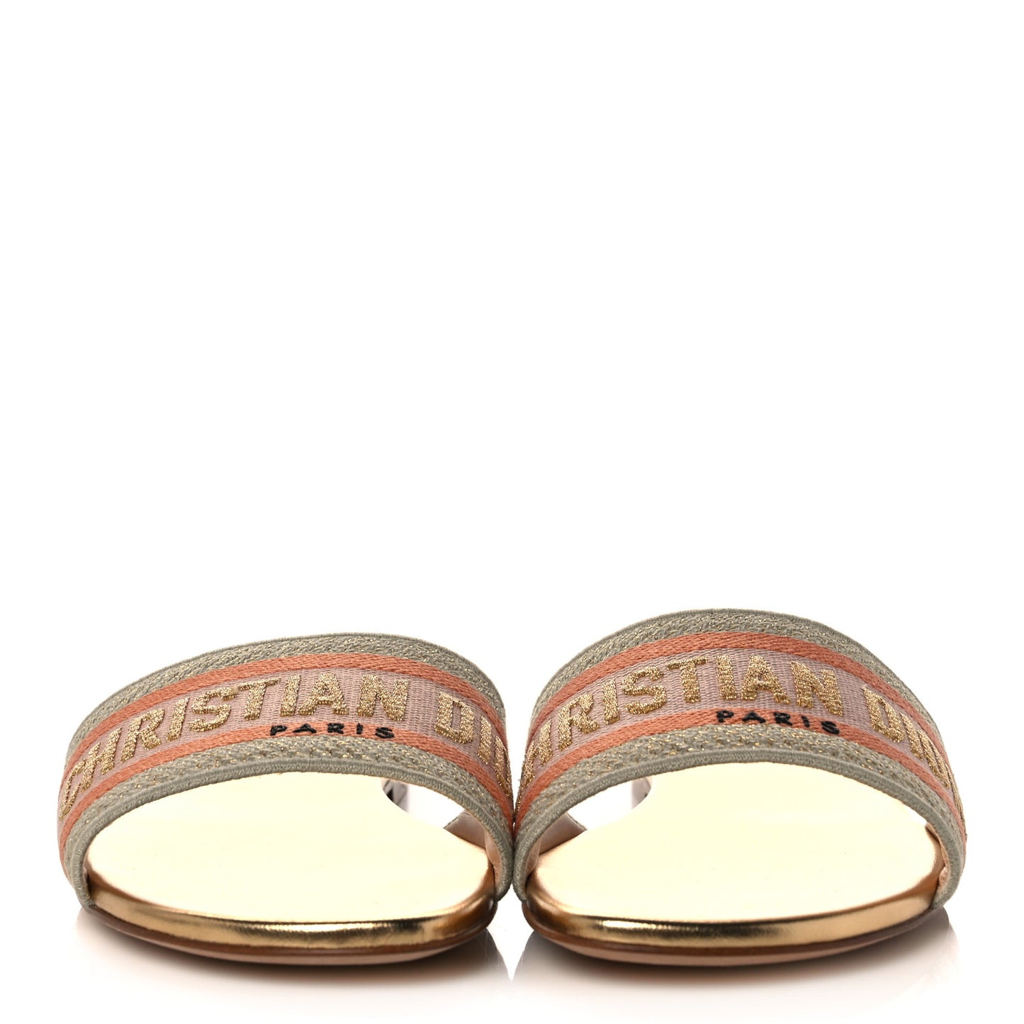 Cotton Embroidered Dway Mules Slide Sandals 39.5 Platinum