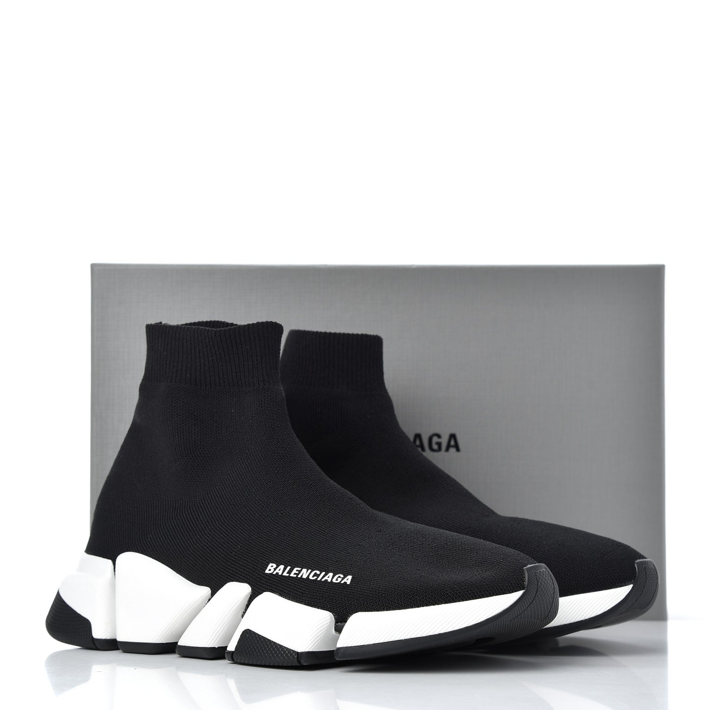 Technical 3D Recycled Knit Bi-Color Sole Mens Speed 2.0 Sneakers 39 Black White