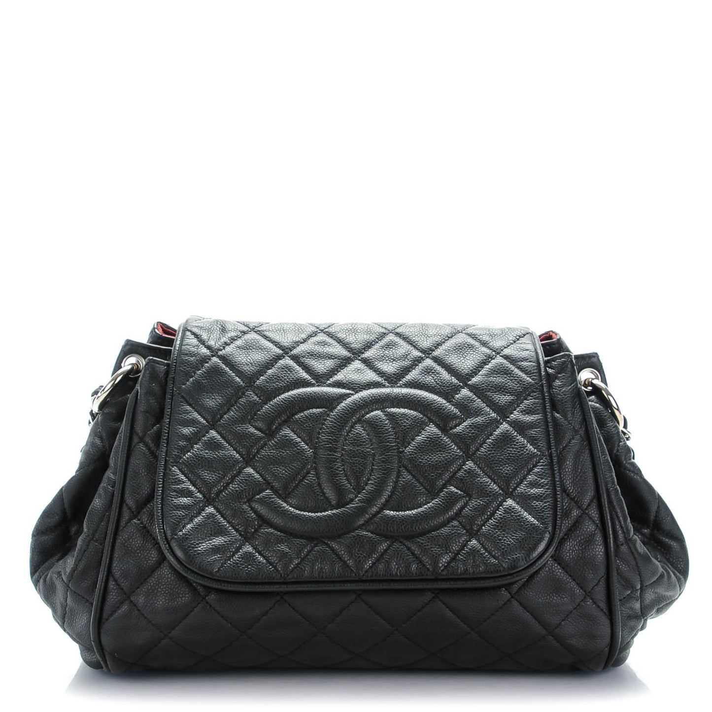 Caviar Quilted Timeless Accordion Flap Black