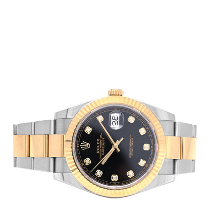 Rolex Stainless Steel 18K Yellow Gold Diamond 41mm Oyster Perpetual Datejust Watch Black 126333 2 of 4