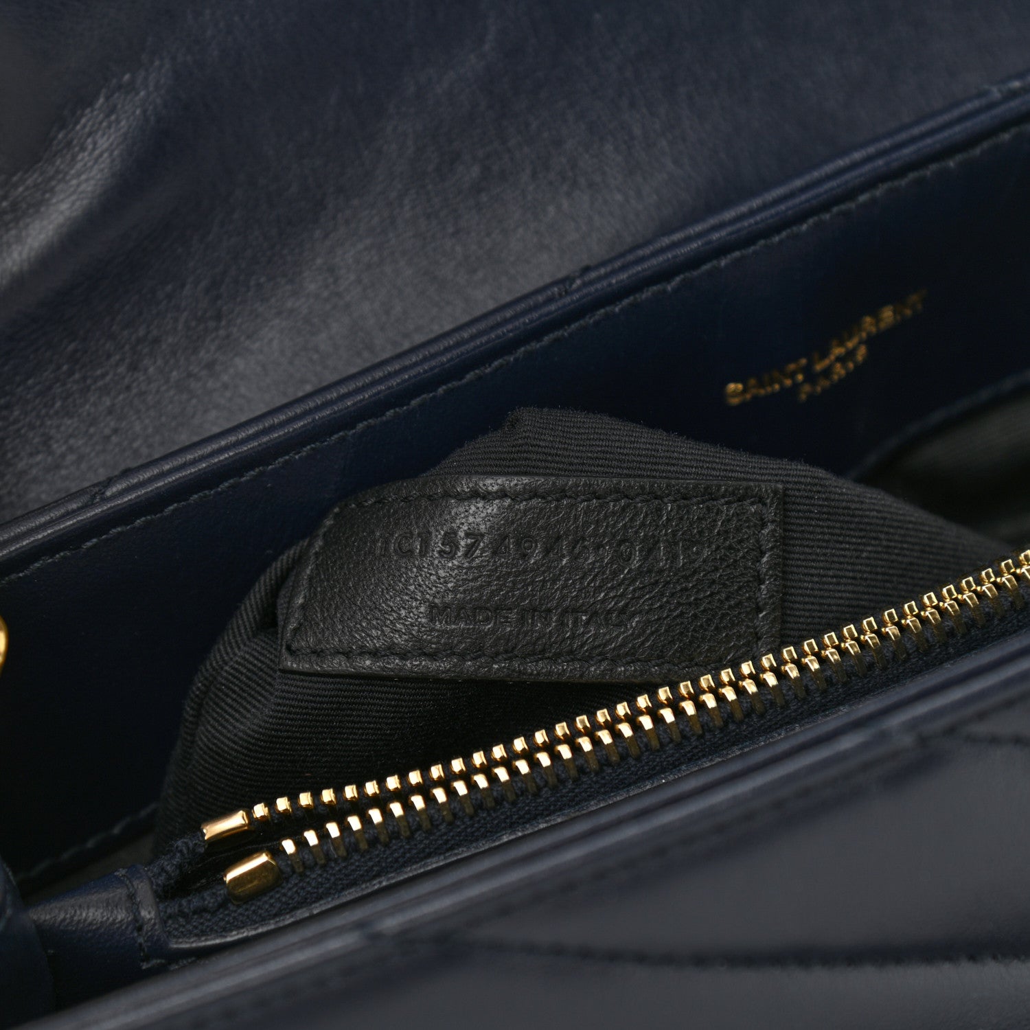 Saint Laurent Calfskin Y Quilted Monogram Medium Loulou Chain Satchel Deep Marine 9 of 11
