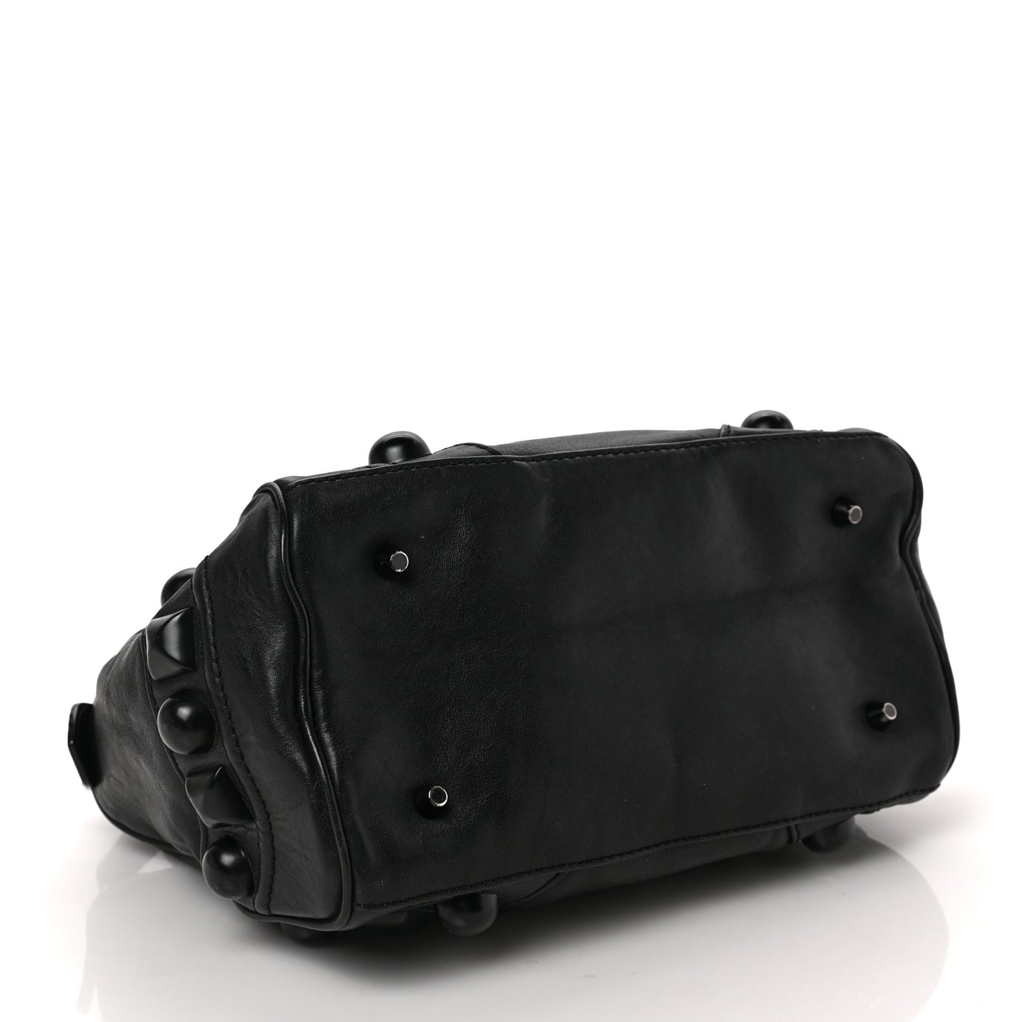 Calfskin Mega Stud Chester Bowling Bag Black