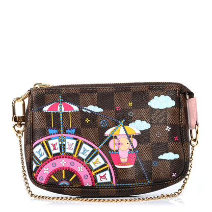 Louis Vuitton Damier Ebene 2020 Christmas Animation Big Wheel Mini Pochette Accessories Rose Ballerine 1 of 7