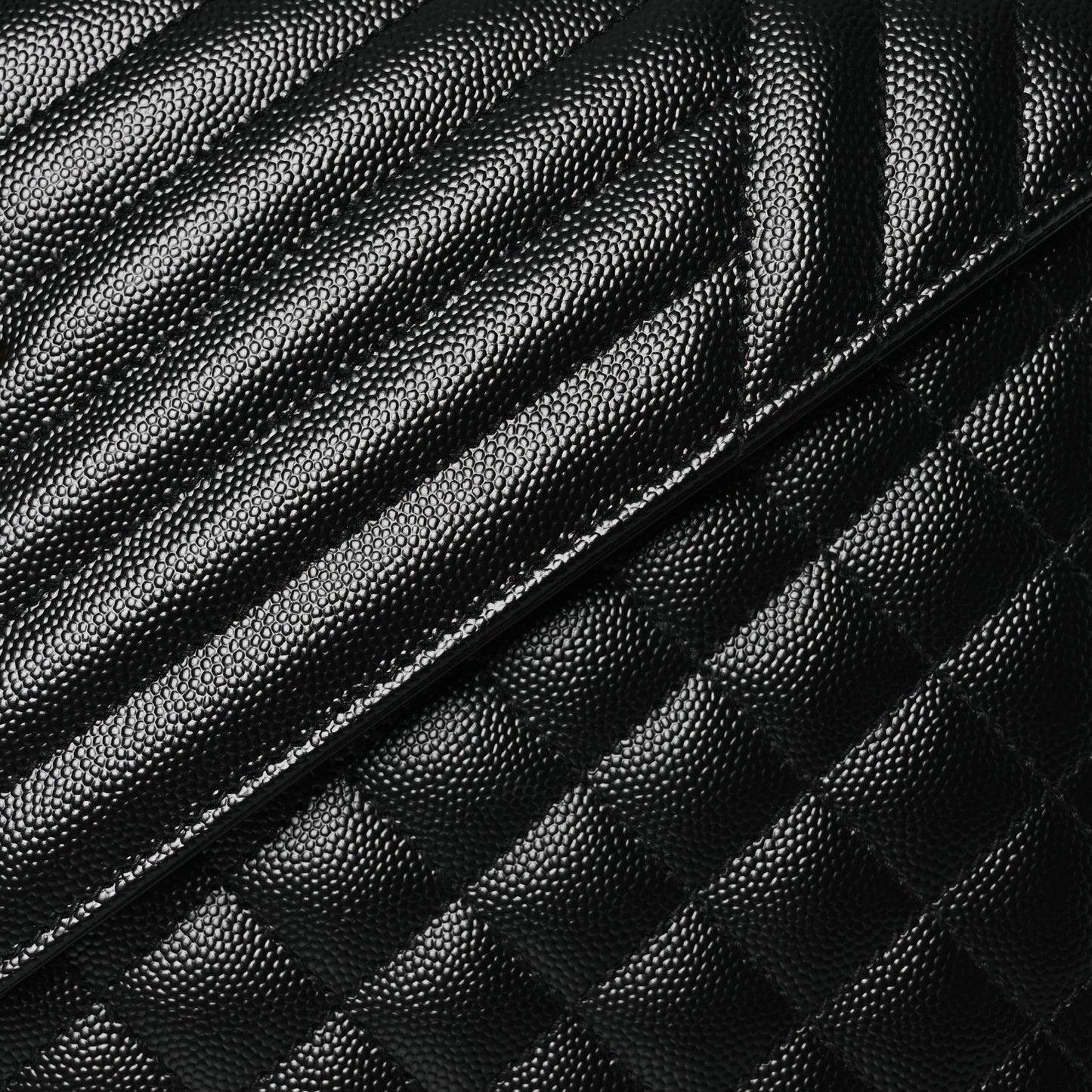 Grain De Poudre Textured Mixed Matelasse Large Triquilt Monogram Satchel Black