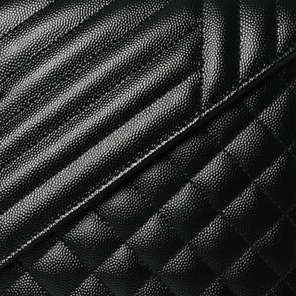 Saint Laurent Grain De Poudre Textured Mixed Matelasse Large Triquilt Monogram Satchel Black 8 of 11