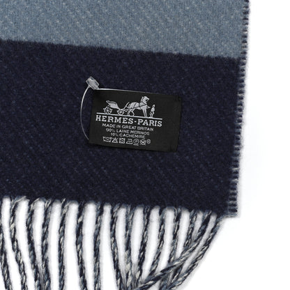 Hermes Cashmere Wool Brides De Gala Plaid Blanket Glacier 3 of 3