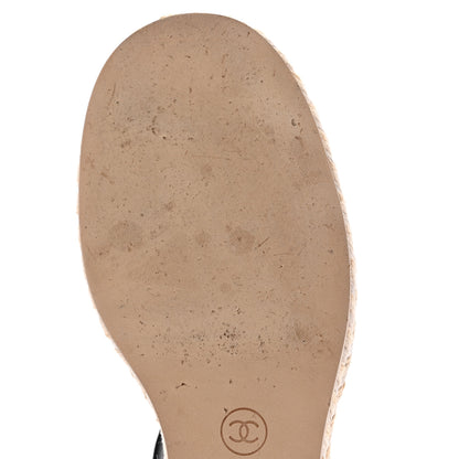 Chanel Satin Grosgrain CC Espadrilles Wedges 37 Black 11 of 13