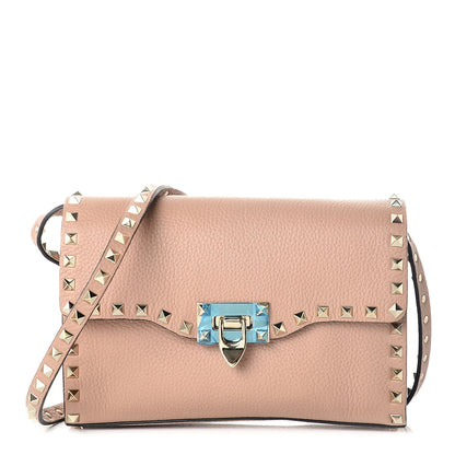 Valentino Garavani Pebbled Calfskin Medium Rockstud Flip Lock Crossbody Bag Skin Sorbet 1 of 8