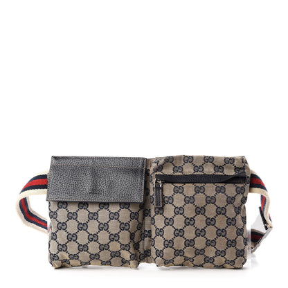 Gucci GG Monogram Web Double Pocket Belt Bag Navy 1 of 10