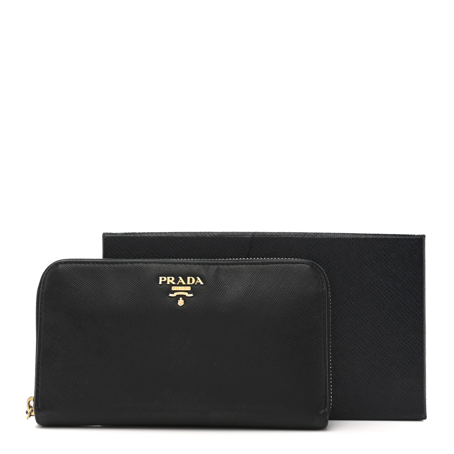 Prada Saffiano Metal Zip Around Wallet Black 13 of 13
