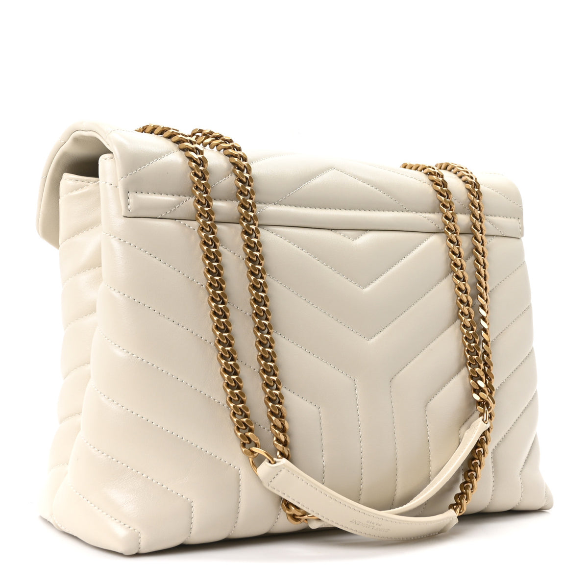 Calfskin Y Quilted Monogram Medium Loulou Chain Satchel Crema Soft