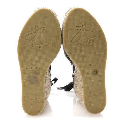 Gucci Nappa Matelasse GG Marmont Ankle Wrap Platform 35/120mm Espadrille Wedges 35 Black 6 of 11