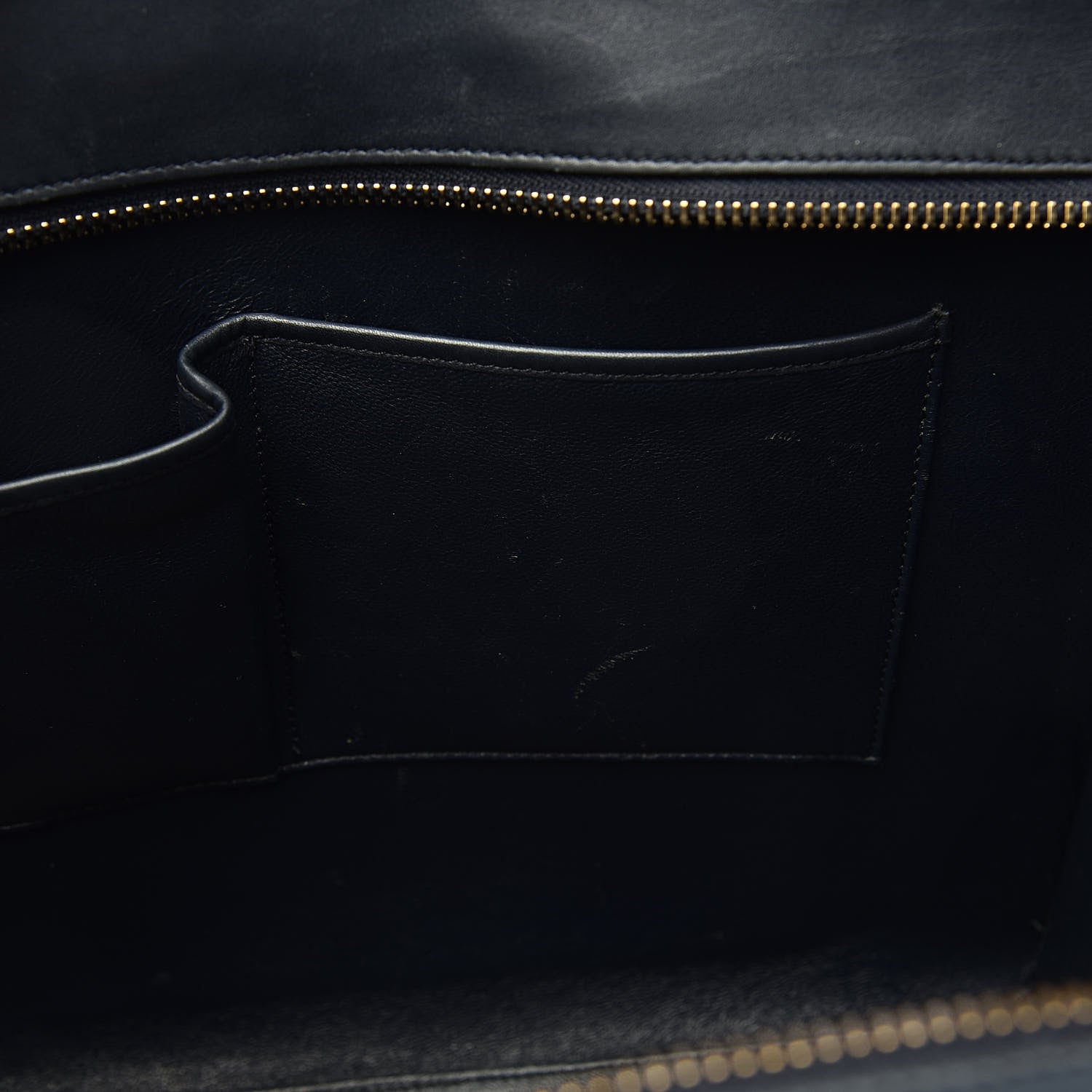 Celine Smooth Calfskin Striped Cotton Canvas Mini Luggage Navy Blue 9 of 14