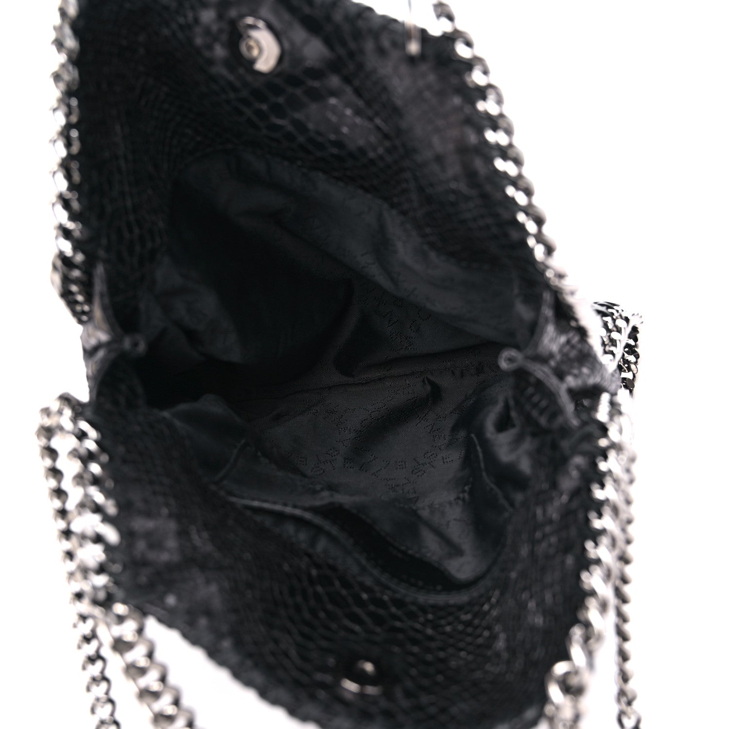 Stella McCartney Metallic Faux Snakeskin Small Falabella Fold Over Tote Black 4 of 7