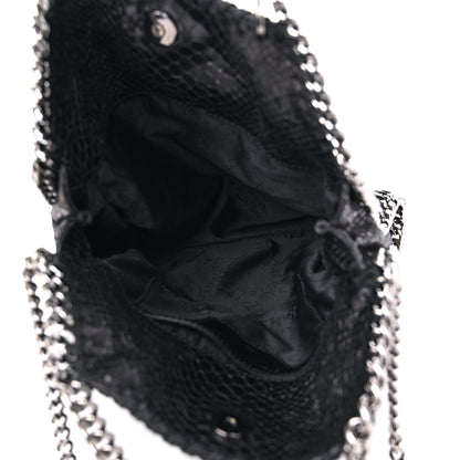 Stella McCartney Metallic Faux Snakeskin Small Falabella Fold Over Tote Black 4 of 7