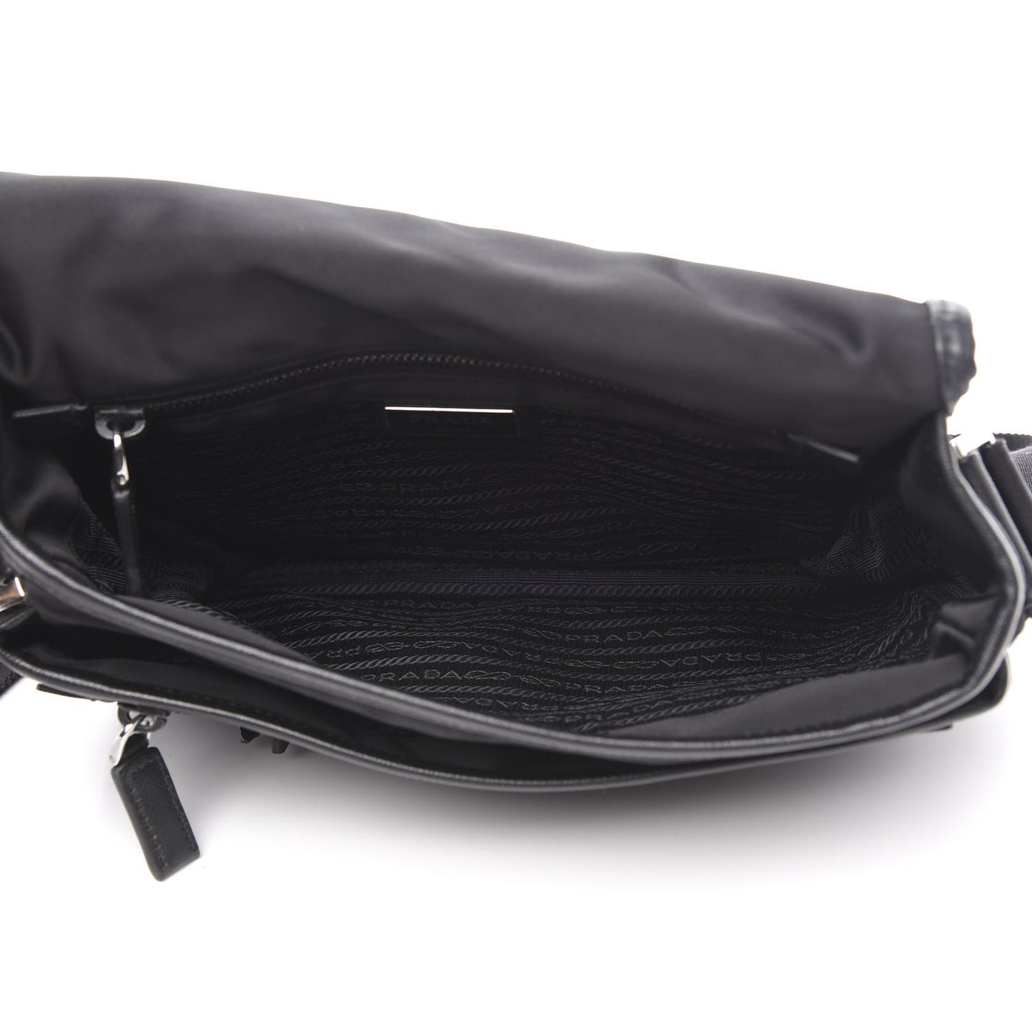 Tessuto Nylon Saffiano Logo Messenger Bag Black