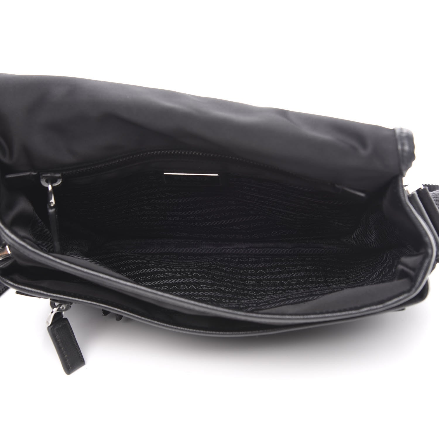 Prada Tessuto Nylon Saffiano Logo Messenger Bag Black 5 of 10