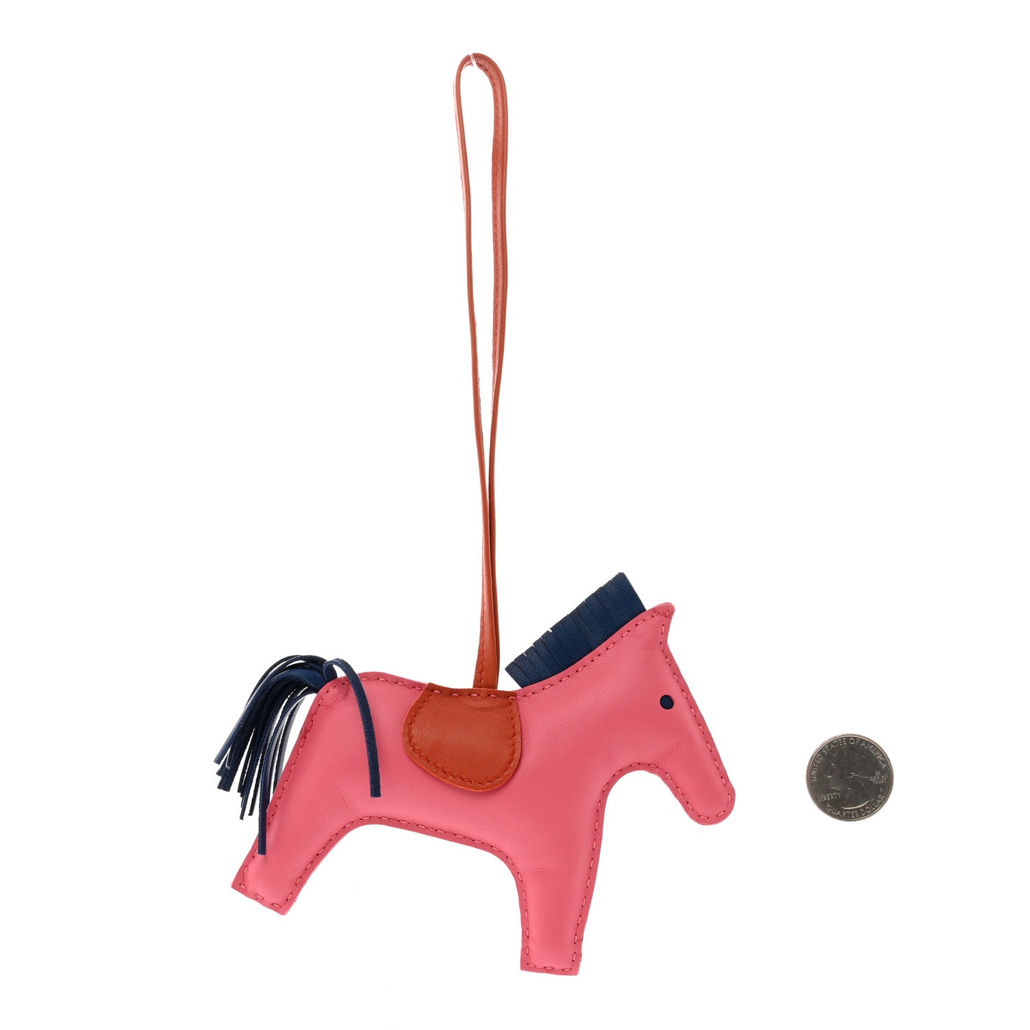 Hermes Milo Lambskin Grigri Rodeo Horse Bag Charm MM Rose Azalee Cornaline Bleu De Malte 2 of 3