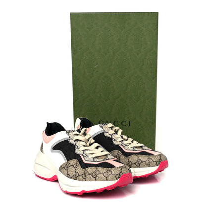 Gucci GG Supreme Monogram Mix Monogram Womens Rhyton Sneakers 38 London Blue Beige Pale Pink 9 of 9