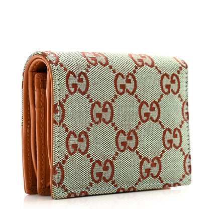 Gucci Moire Calfskin Monogram Bi-Fold Card Case Pale Blue Brown 3 of 11