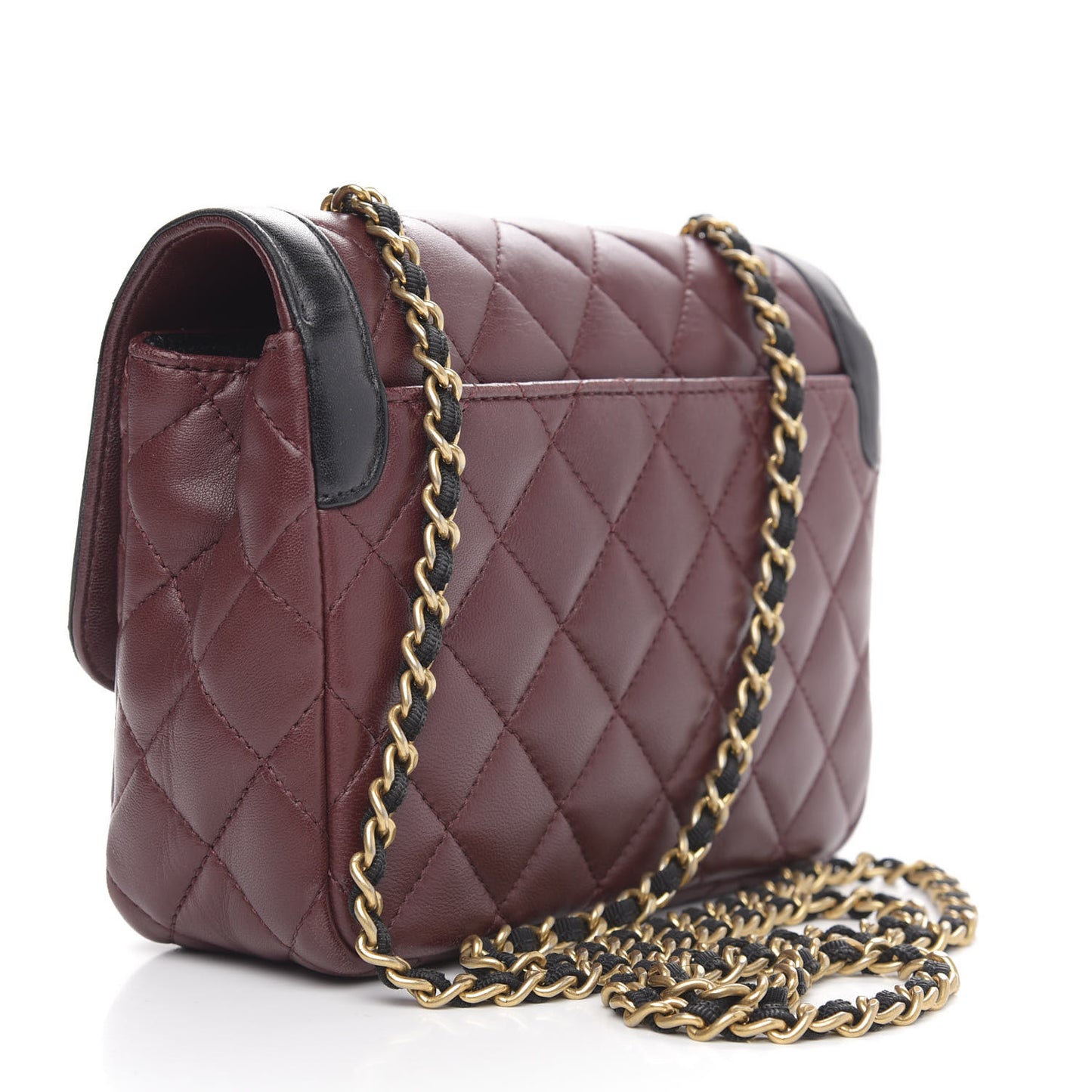 Lambskin Quilted Mini Two Tone Day Flap Burgundy