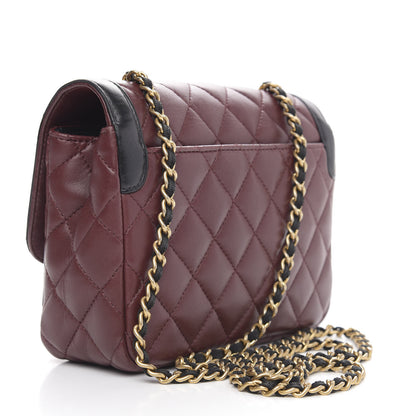 Chanel Lambskin Quilted Mini Two Tone Day Flap Burgundy 3 of 15