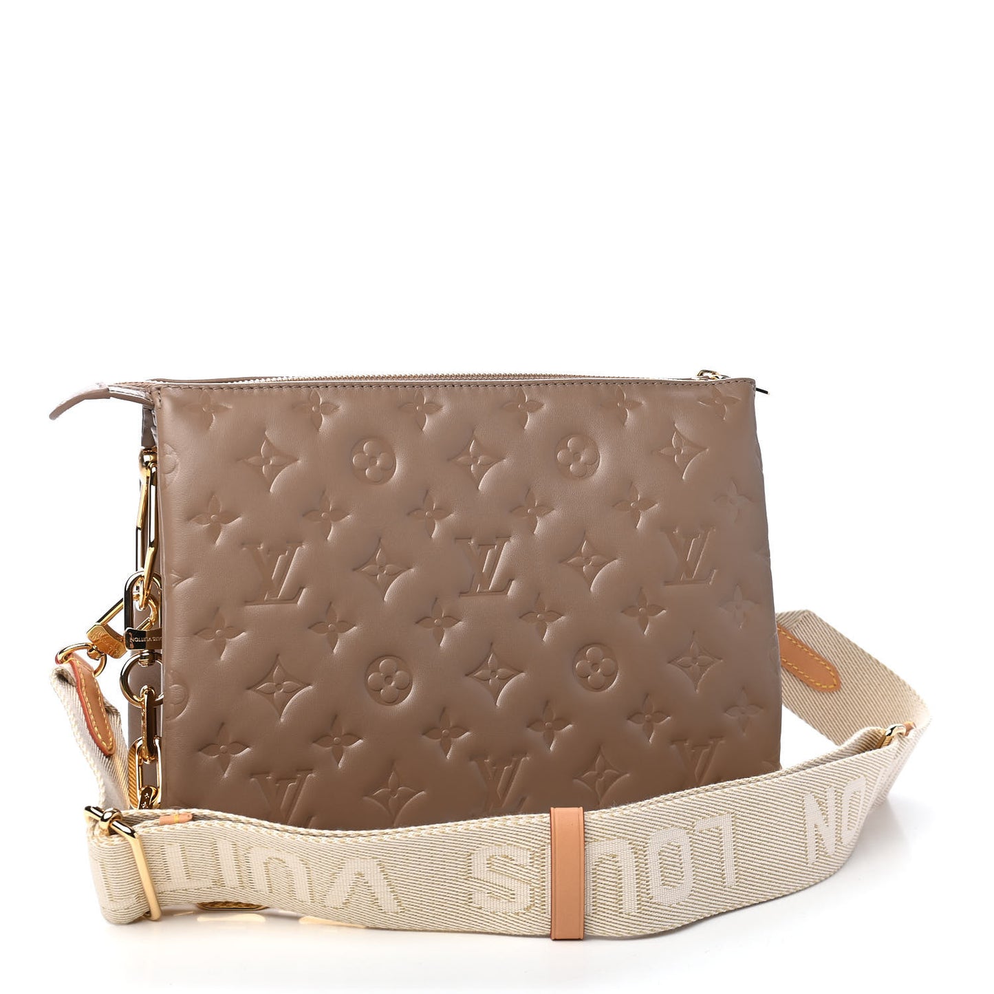 Lambskin Embossed Monogram Coussin PM Taupe