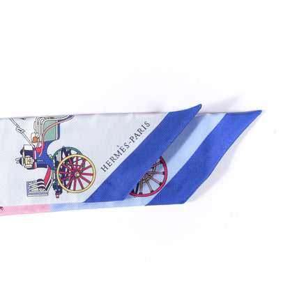 Hermes Silk Les Voitures Exquises Twilly Bleu Rose Vert 3 of 4