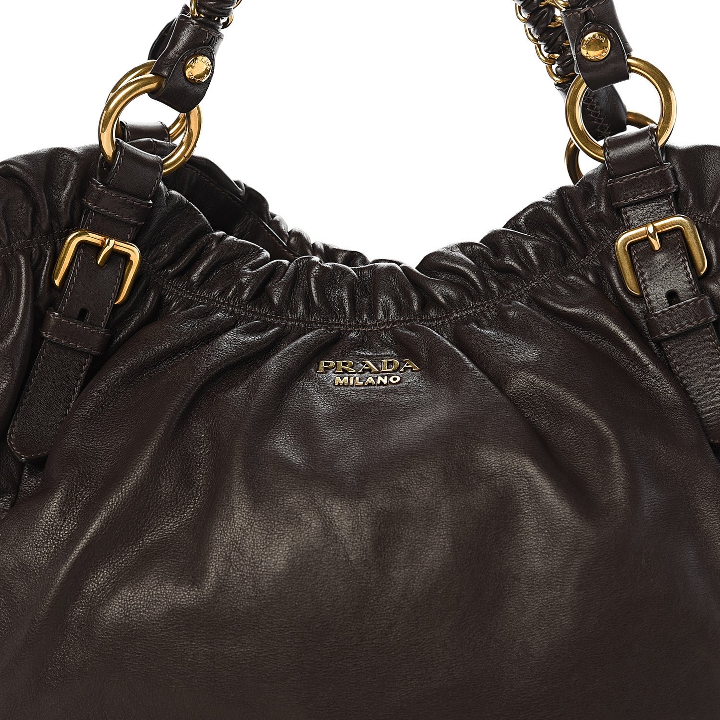 Soft Calf Gathered Tote Dark Brown