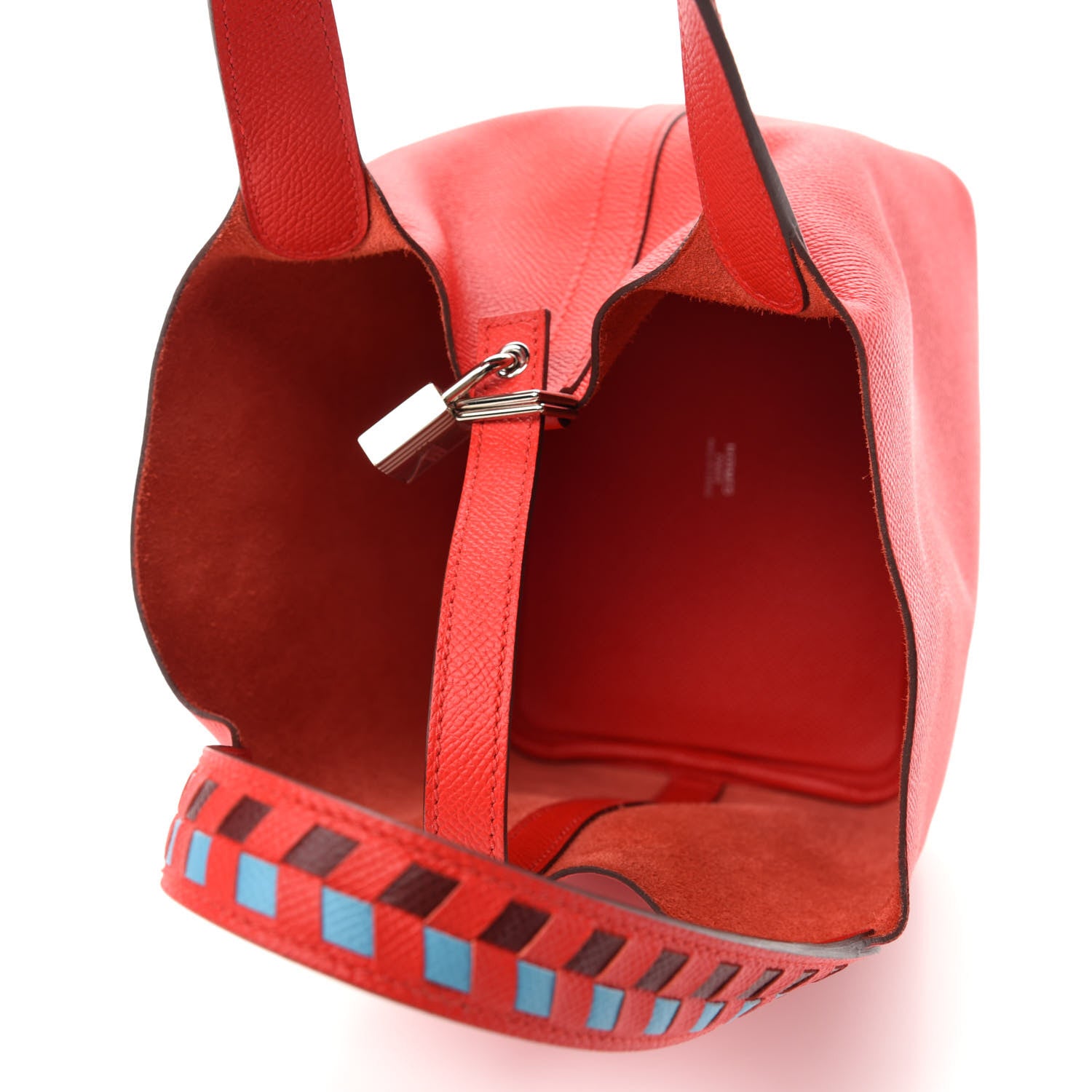 Hermes Epsom Tressage De Cuir Picotin Lock 18 PM Rouge Coeur Bleu du Nord Rouge H 5 of 11
