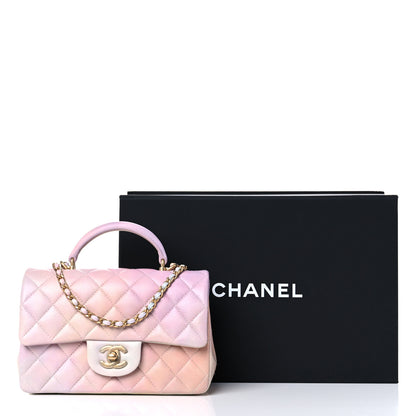 Chanel Lambskin Quilted Ombre Mini Top Handle Rectangular Flap Pink Multicolor 10 of 10