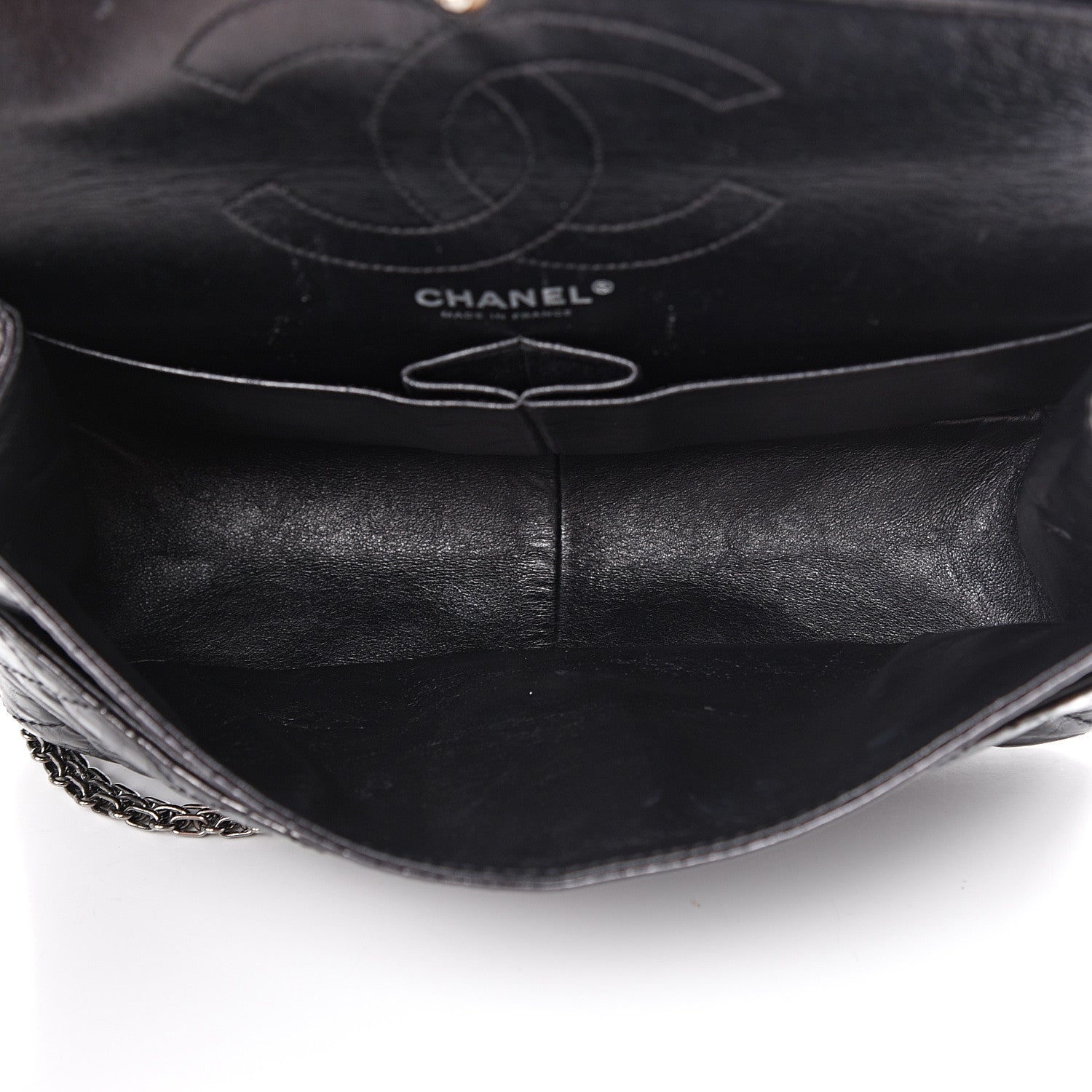Chanel Metallic Calfskin Striped 2.55 Reissue 226 Flap Black 4 of 14