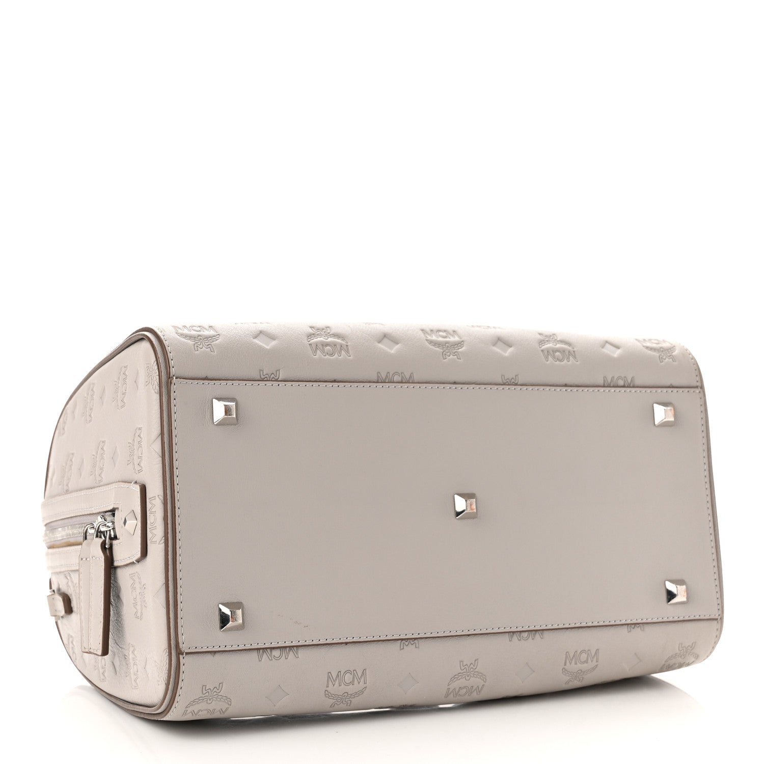 MCM Calfskin Ottomar Monogram Essential Boston Bag Dove 3 of 10