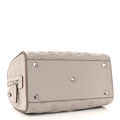 MCM Calfskin Ottomar Monogram Essential Boston Bag Dove 3 of 10