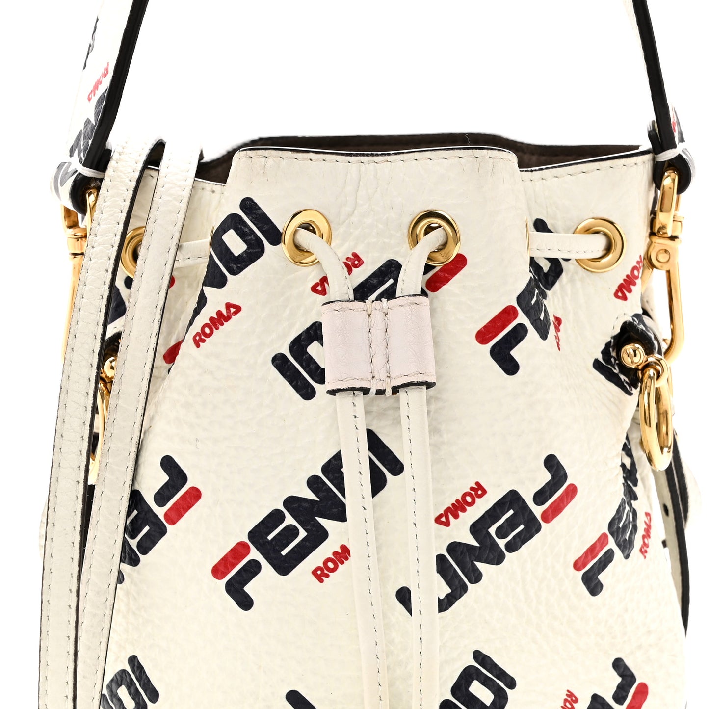X FILA Vitello F is Fendi Mania Mini Mon Tresor Bucket Bag White