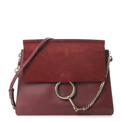 Chloe Calfskin Suede Medium Faye Shoulder Bag Plum Purple 1 of 13