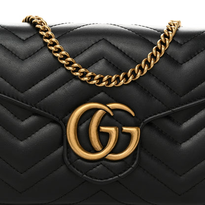 Gucci Calfskin Matelasse GG Marmont Chain Wallet Black 8 of 10