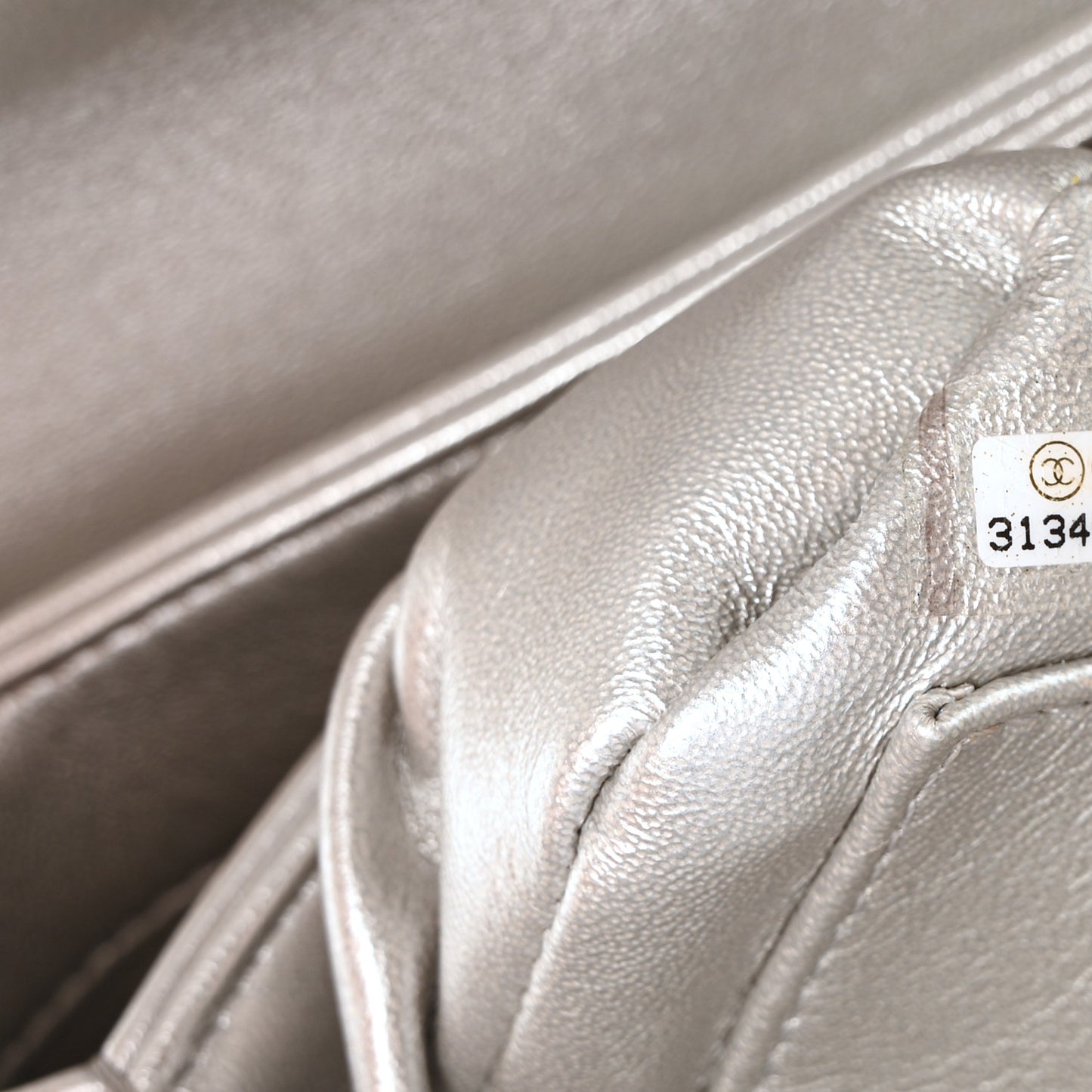 Metallic Lambskin Quilted Small Trendy CC Flap Dual Handle Bag Silver Silver